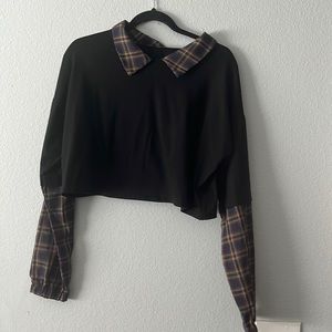 black long sleeve with plaid